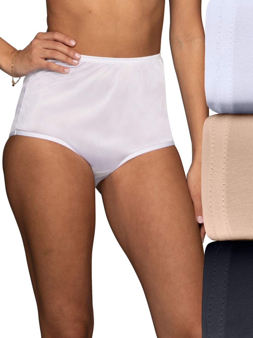 Vanity Fair Full Coverage Briefs Panties Women’s Size 10/3XL Beige Black 2 Pack